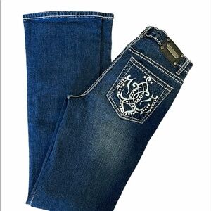 Tru Luxe Jeans Size 26 pocket details white stitching rodeo western bling